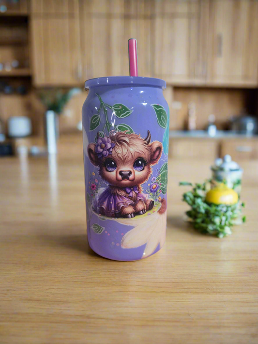 *****Purple Flower Highland Cow